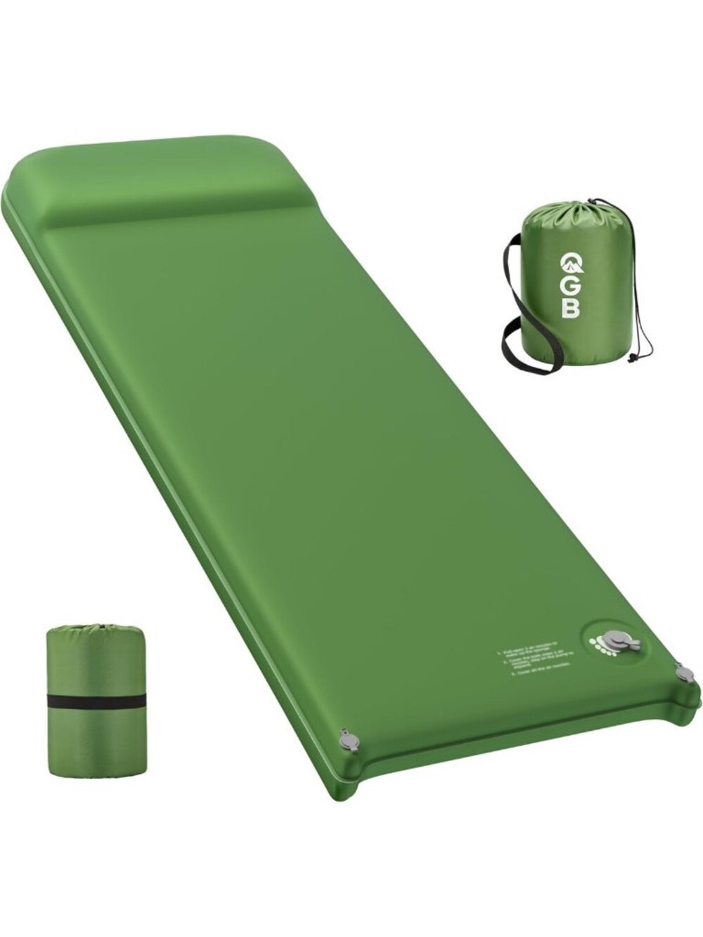 Portable Self-Inflating Memory Foam Camping Mattress Pad with Pillow - Insulated
